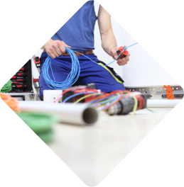 man checking the cable wires