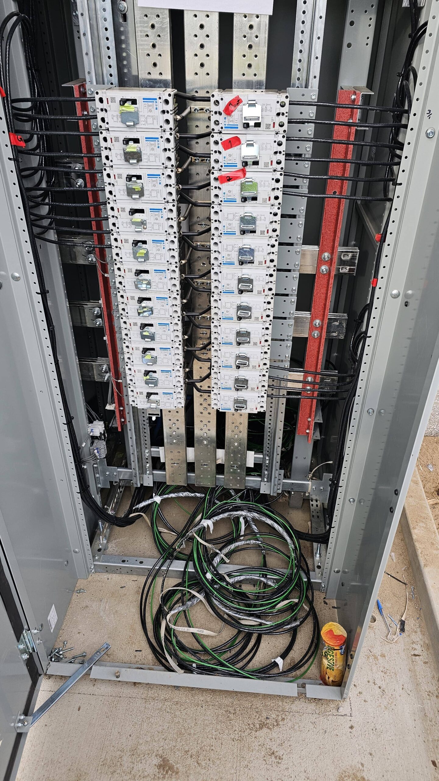 Clean EMT conduit runs on relocated panel — Sherman Oaks inspection passed